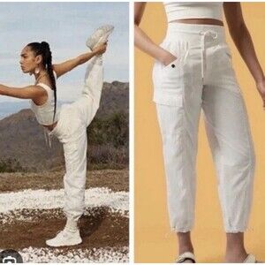 Athleta Alicia Keys Jogger Pants Womens Medium 8 White Kenya High Waist Utility